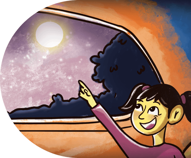 Illustration: Child pointing out the window
